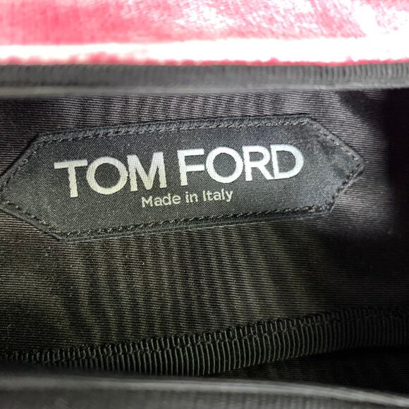 TOM FORD Size 10.5 Pink Black Velvet Tassels Loafers main image 6
